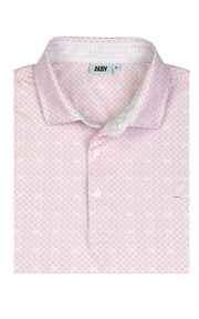 White and pink athletic fit Bombs Away golf polo — ALBY