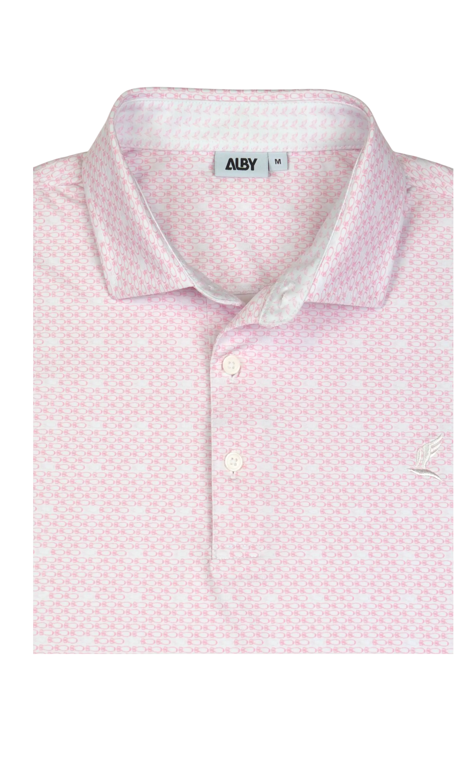 White and pink athletic fit Bombs Away golf polo — ALBY