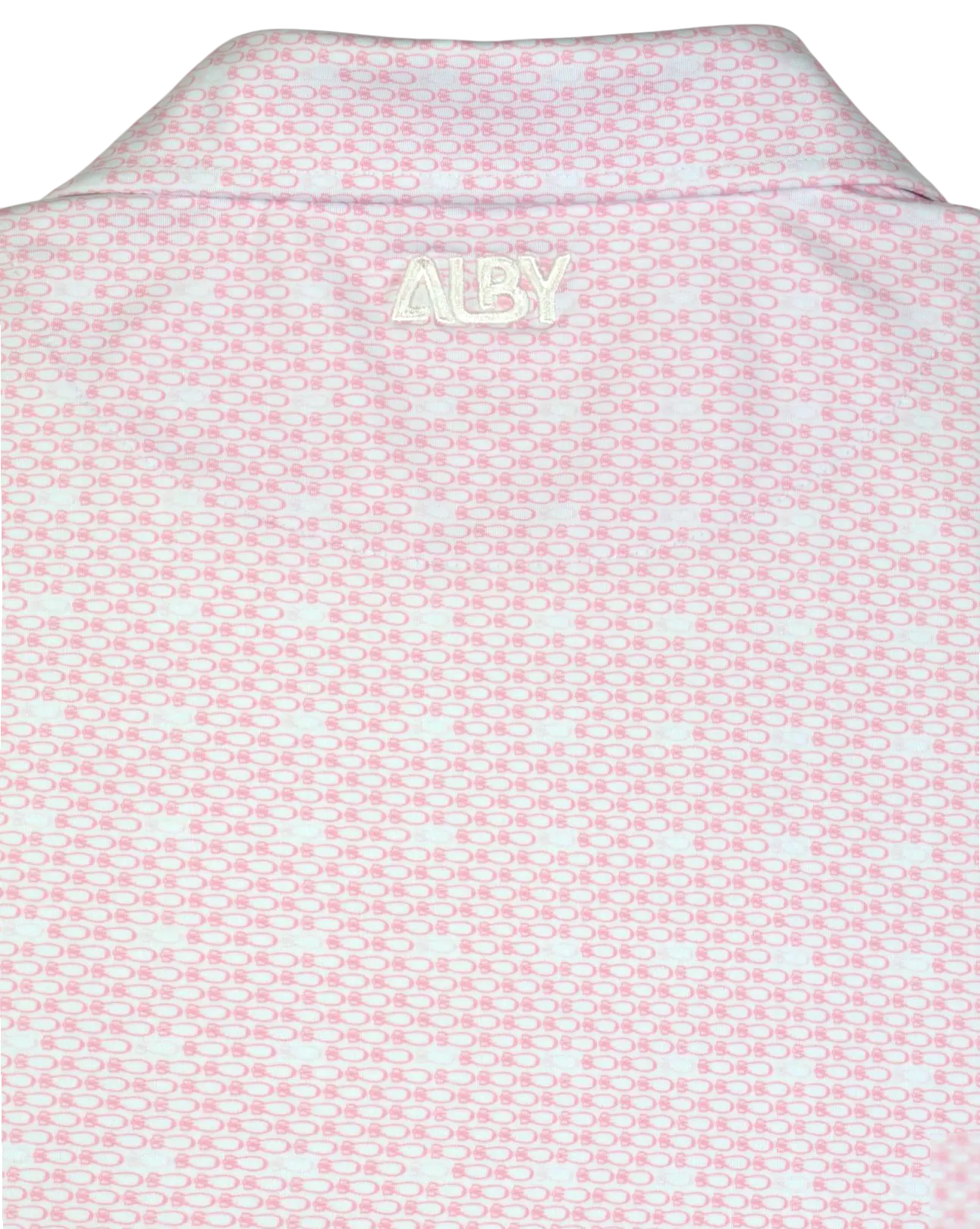 White and pink athletic fit Bombs Away golf polo — ALBY