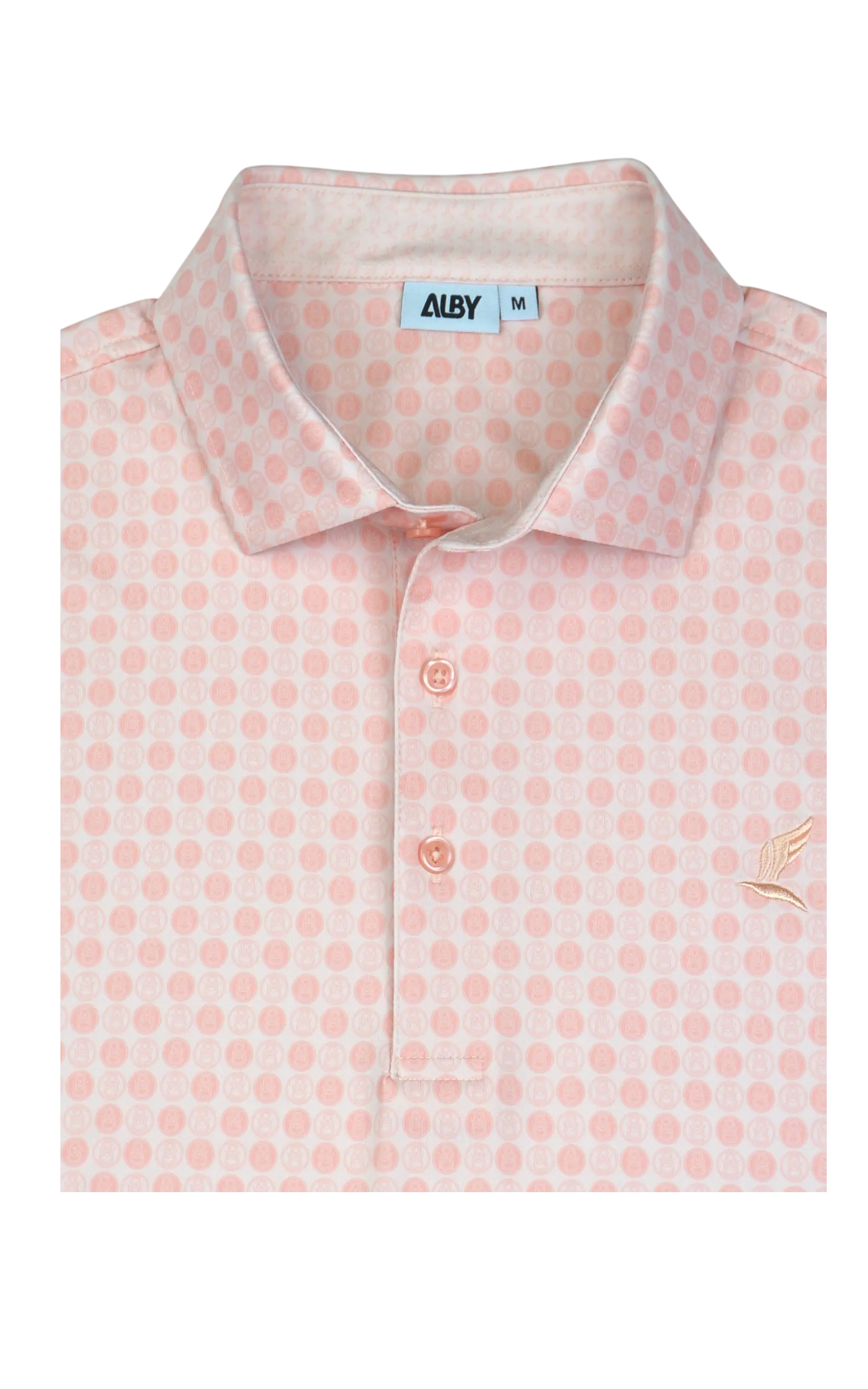 Light pink athletic fit Cold Ones golf polo — ALBY