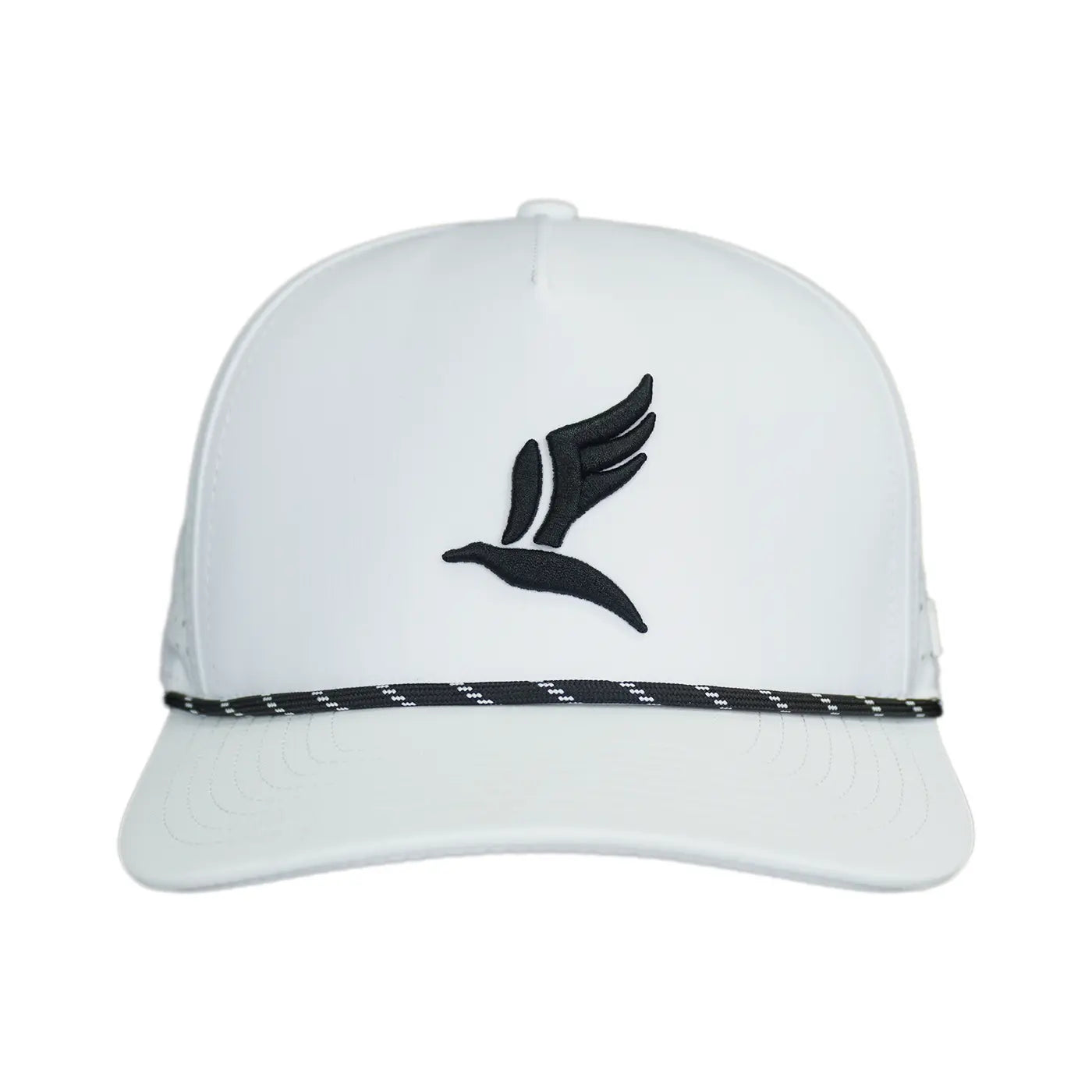 White and black performance fit 3D Bird golf hat — ALBY